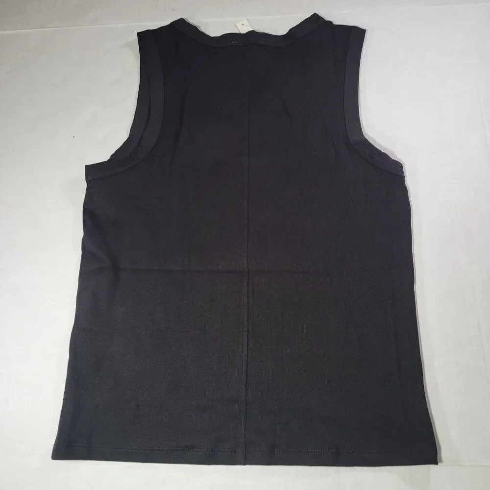 Madewell Black Generative Supima Cotton-Blend Sleeveless V-Neck Tank Top Size L - Picture 6 of 6